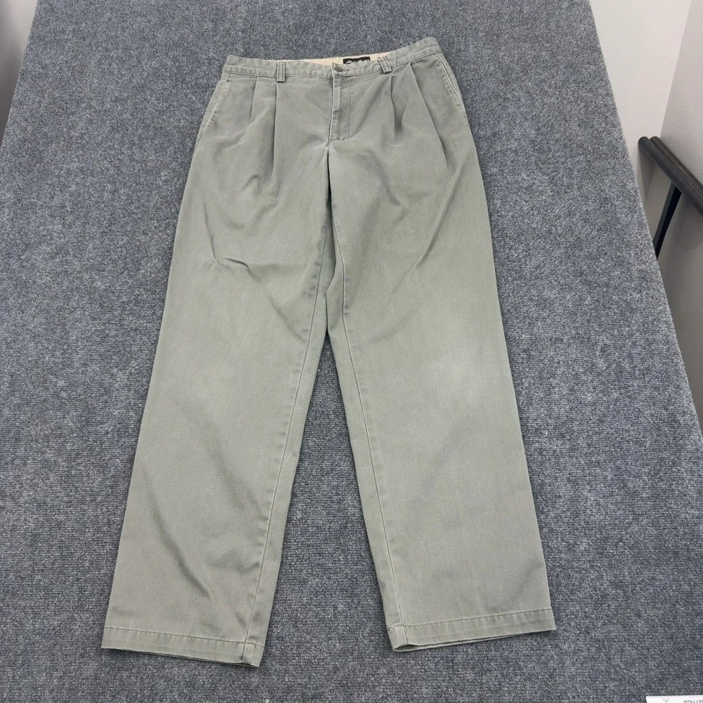 Eddie Bauer Pants Mens 36x34 Green Cotton Pleated Relaxed Fit Chinos Gorpcore